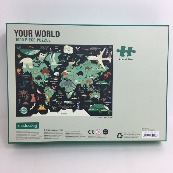 Mudpuppy Puzzle Your World Map 1000 Piece Paul Daviz 27" X 20" Jigsaw Puzzles - Picture 2 of 12